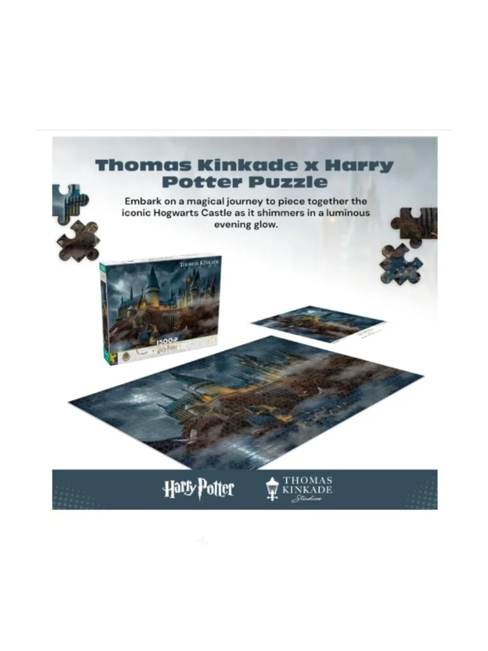 Harry Potter Hogwart's Castle Thomas Kincaid 1500 Piece Jigsaw Puzzle - Picture 4 of 5